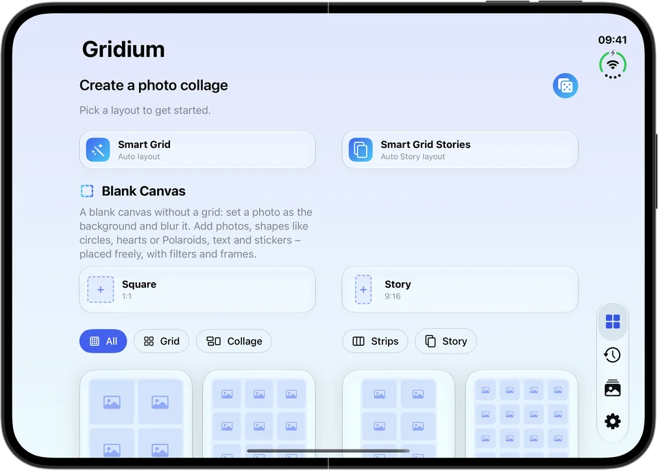 Gridium on iPhone Duo: Open: templates