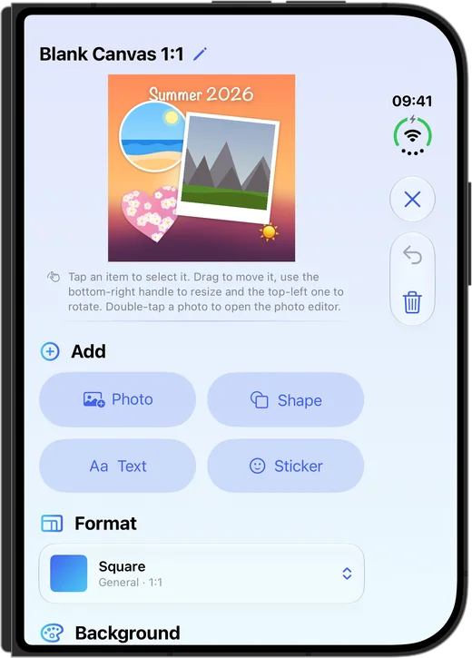 iPhone Duo closed: editor on the outer display with side bar