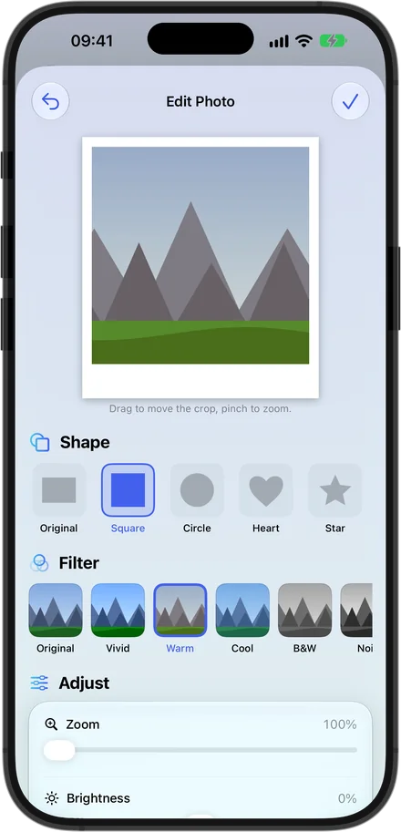 Photo editor with shapes and filters
