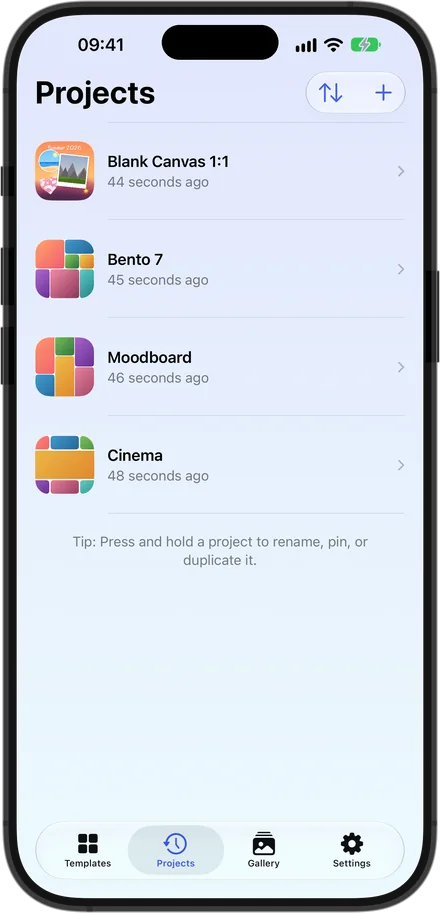 Gridium on iPhone: Projects